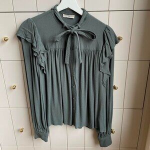 Ulla Johnson Tabitha Ruffle Button Up Blouse